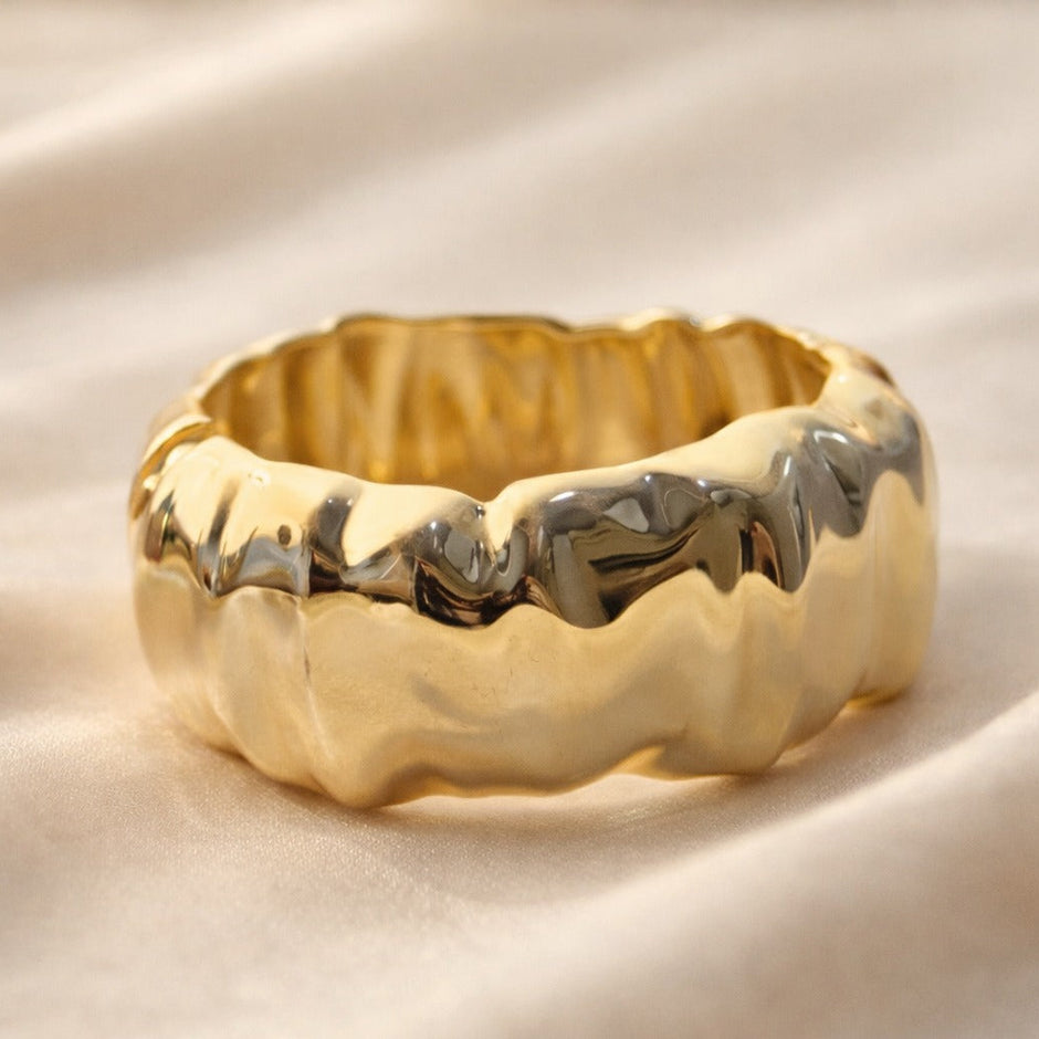 The Hammered Wide Bangle Bracelet