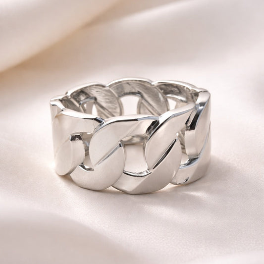 Titan Chunky Chain Silver Cuff Bracelet