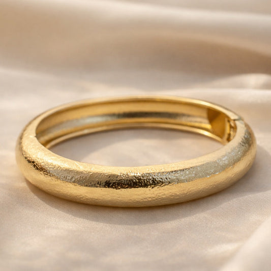 Textured Hinged Statement Gold Cuff Bracelet