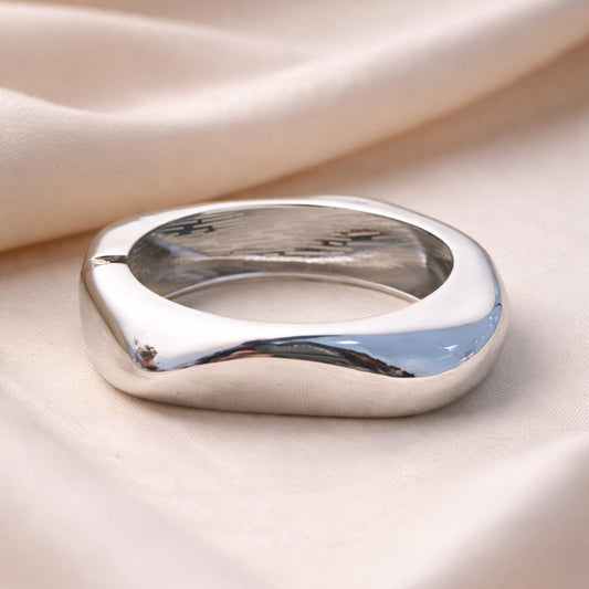 Minimalist Statement Curve Silver Cuff Bracelet