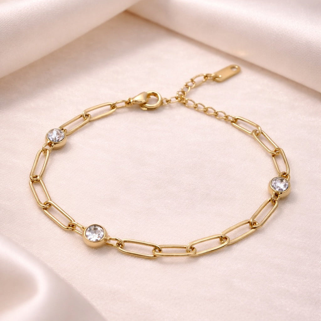 Luna Paperclip Bezel Link Bracelet
