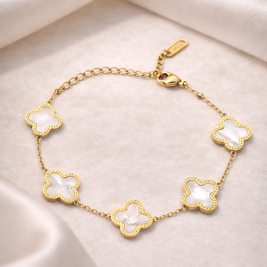 White Clover Leaf Chain Bracelet