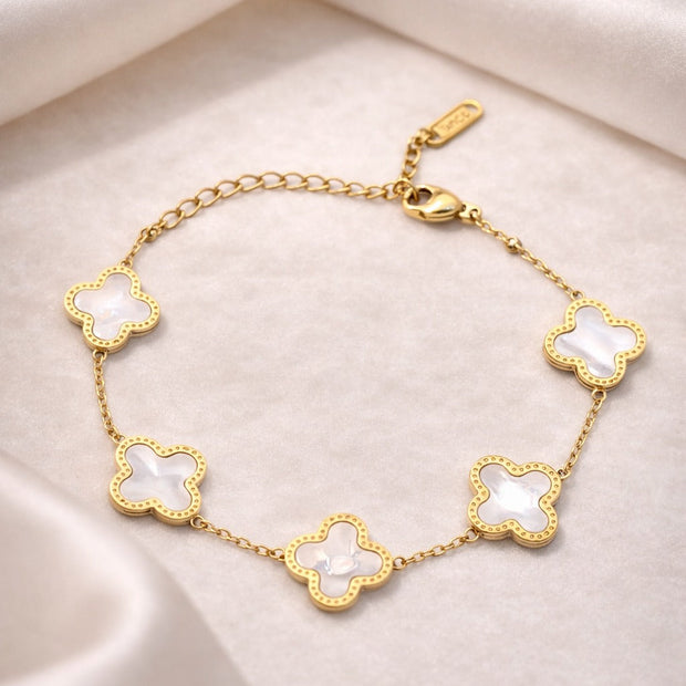 White Clover Leaf Chain Bracelet