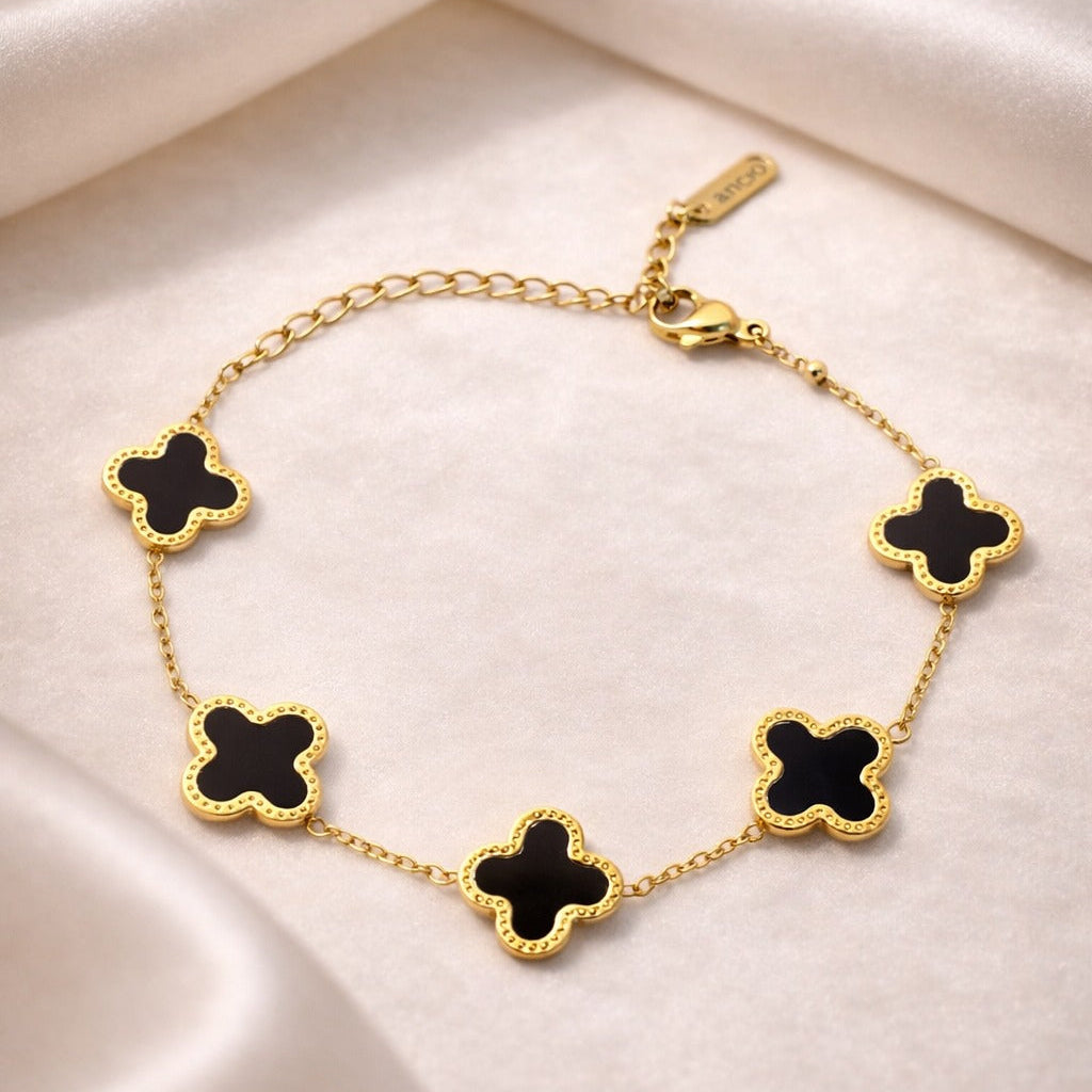 Midnight Black Clover Bracelet