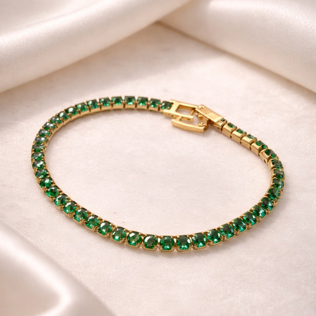 Emerald Glow Zirconia Tennis Bracelet