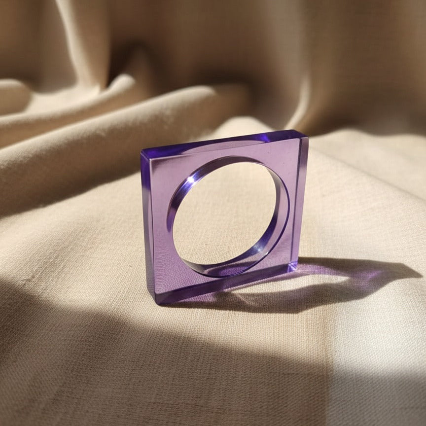 Lavender Crystal Square Resin Bangles