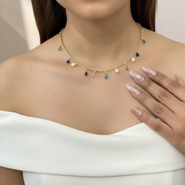 Aura Multi-Gem Torque Necklace