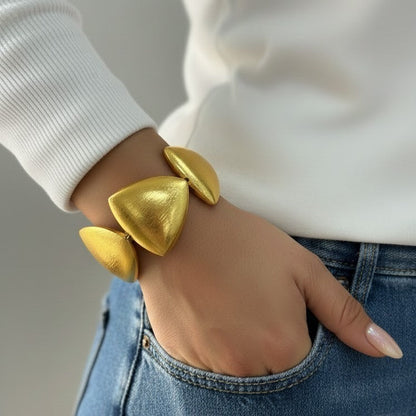 Matte Gold Chunky Heart Bangle