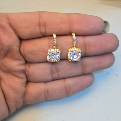 Golden Drop Crystal Earrings
