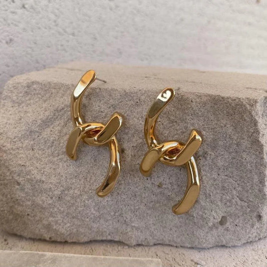 Gold Plated Twisted Intertwined  Earrings