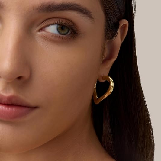 Golden Twisted Open Heart Hoops