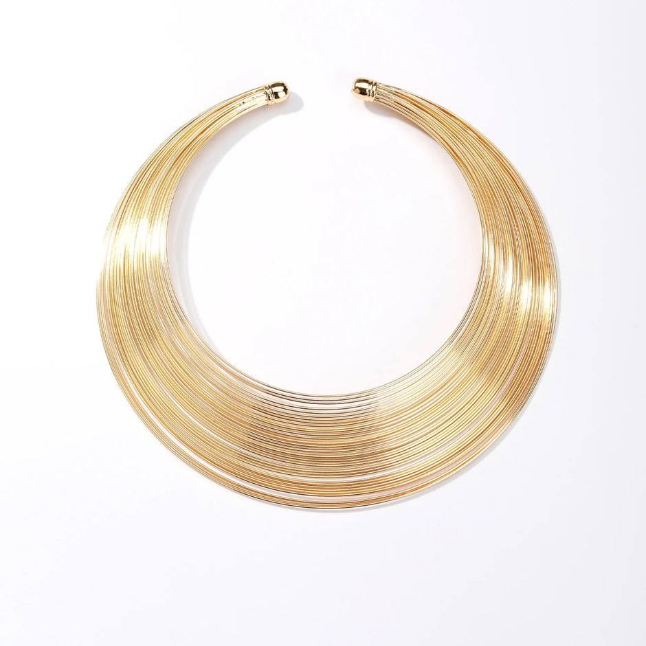 Layered gold plated choker necklace for women on white background – Glampouch jewelry