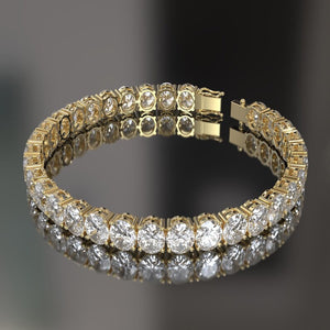 Gold Plated Luxe Oval Cut Diamond Studded Tennis Bracelet