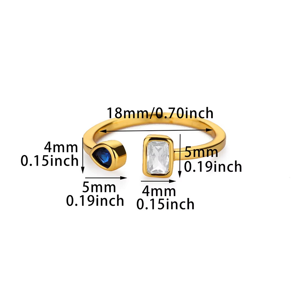 Asymmetric Duo-Gemstone Open Stackable Ring