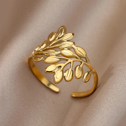 Laurel Wreath Gold-Tone Open Wrap Ring