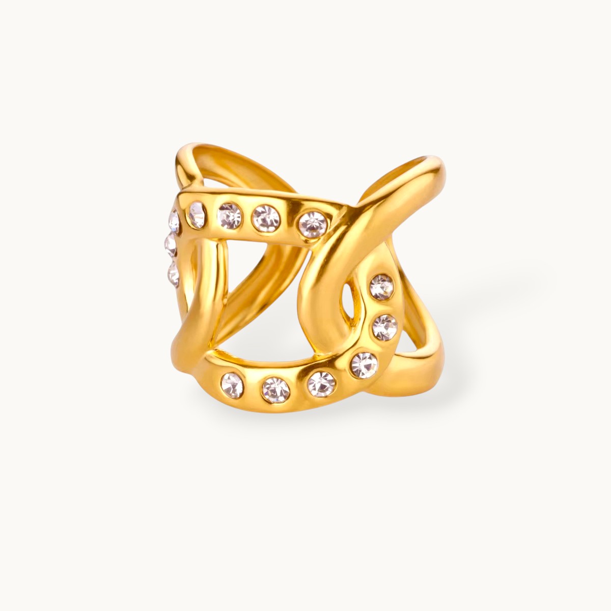 Bold Intertwined Pave Ribbon Wide Band Diamond Ring