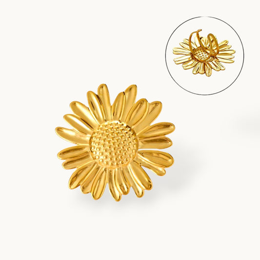 Grand Sculptural Sunflower Gold Statement Ring