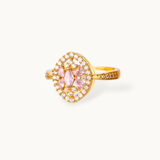 Pink Marquis Center Oval Pave Halo Diamond Ring