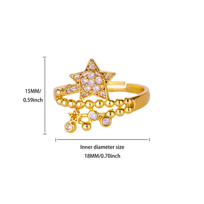 Dangling Pave Star & Beaded Celestial Diamond Ring