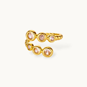 Bubbly Solitaire Double Row Wrap Adjustable Diamond Ring