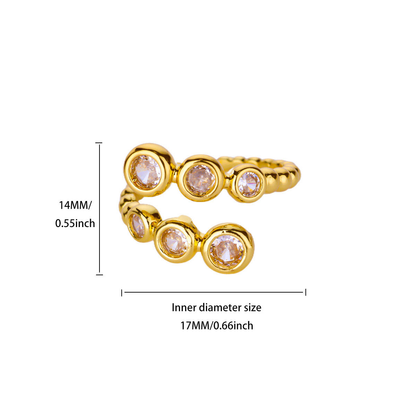 Bubbly Solitaire Double Row Wrap Adjustable Diamond Ring