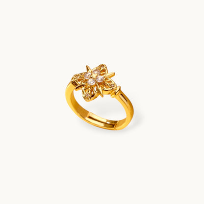 Delicate Pave Star Blossom Stackable Ring