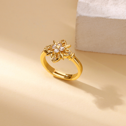 Delicate Pave Star Blossom Stackable Ring