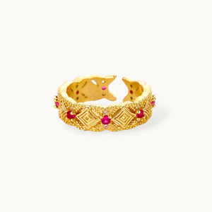 Bohemian Diamond Lattice Stackable Band Ruby Ring