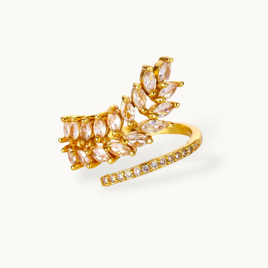 Marquis Leaf Cluster Pave Wrap Statement Diamond Ring