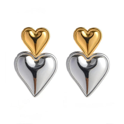 Dual Tone Double Heart Drops