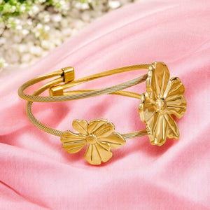 Dual Flower Cuff Bracelet