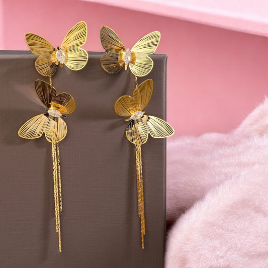Long Butterfly Dangler Earrings