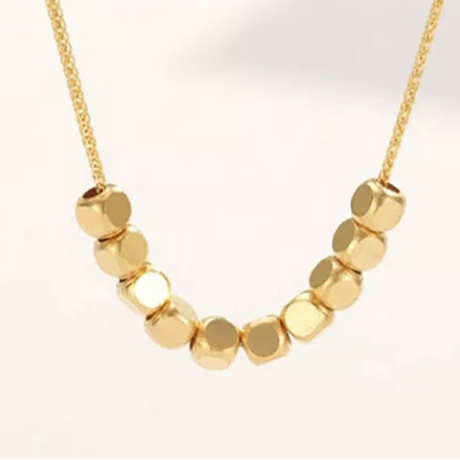 Double layered Square Beaded Chain Necklace