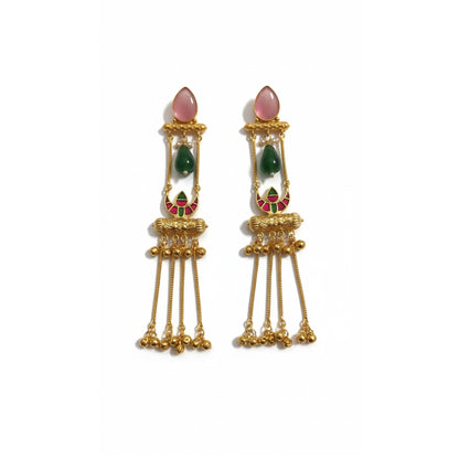 Riva Embellished Oxidised Jhumka Statement Earrings