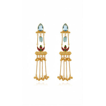 Riva Embellished Oxidised Jhumka Statement Earrings