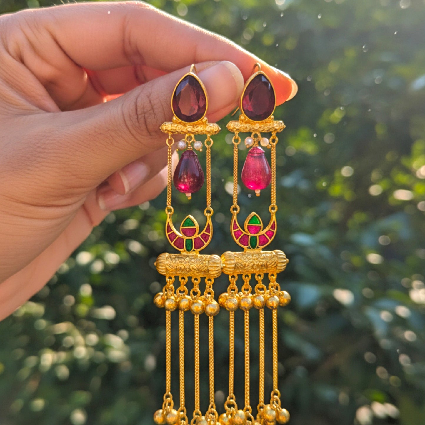 Riva Embellished Oxidised Jhumka Statement Earrings