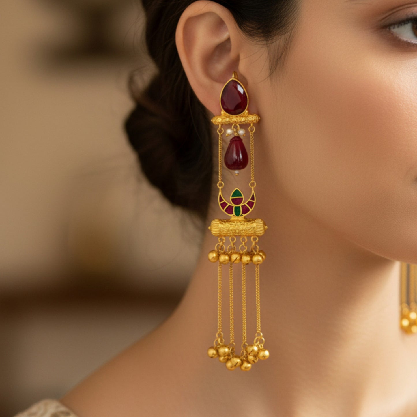Riva Embellished Oxidised Jhumka Statement Earrings