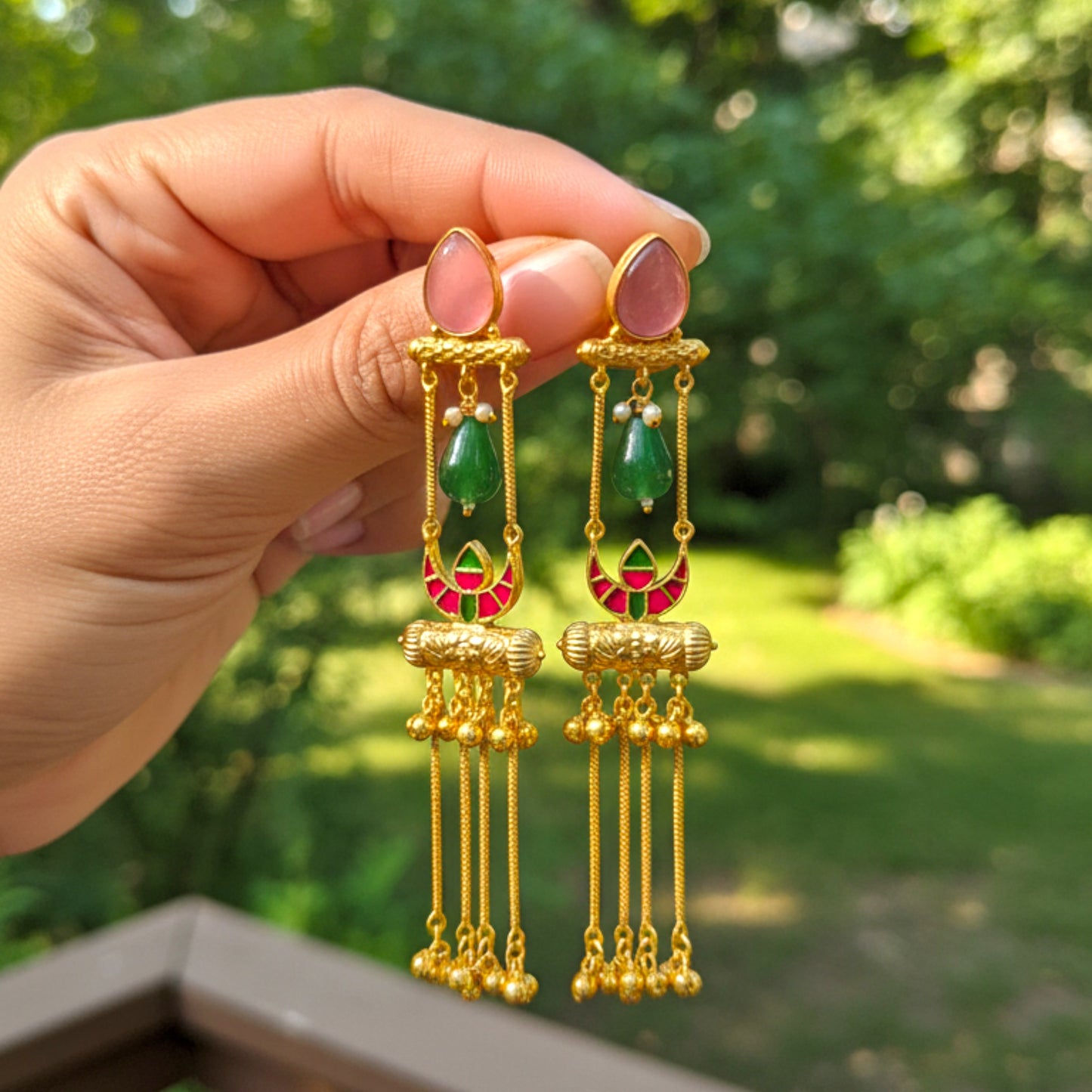 Riva Embellished Oxidised Jhumka Statement Earrings