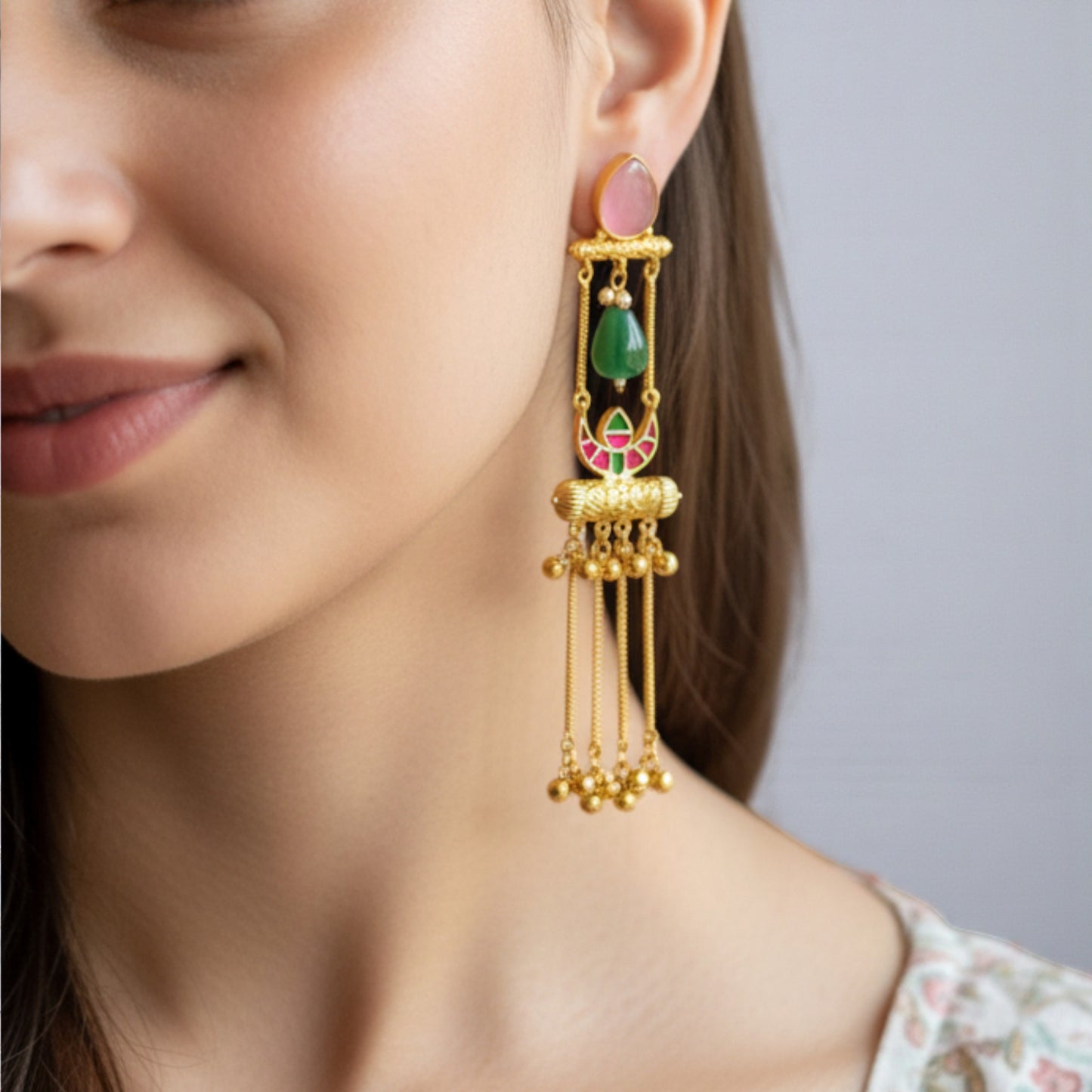 Riva Embellished Oxidised Jhumka Statement Earrings