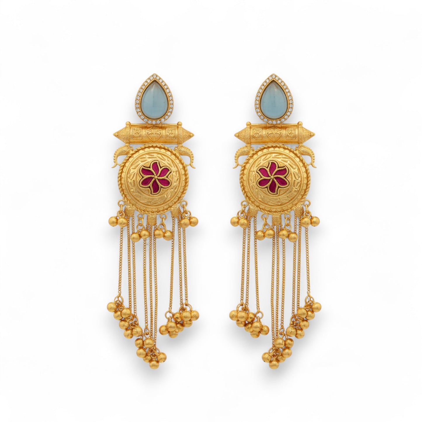 Sunehri Embellished Oxidised Silver Jhumka Statement Earrings