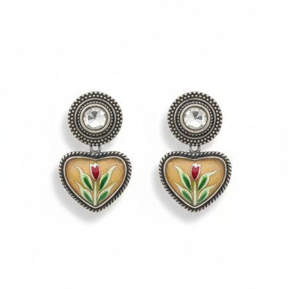Visvadipti Handpainted Embellished Oxidised Jhumka Statement Earrings