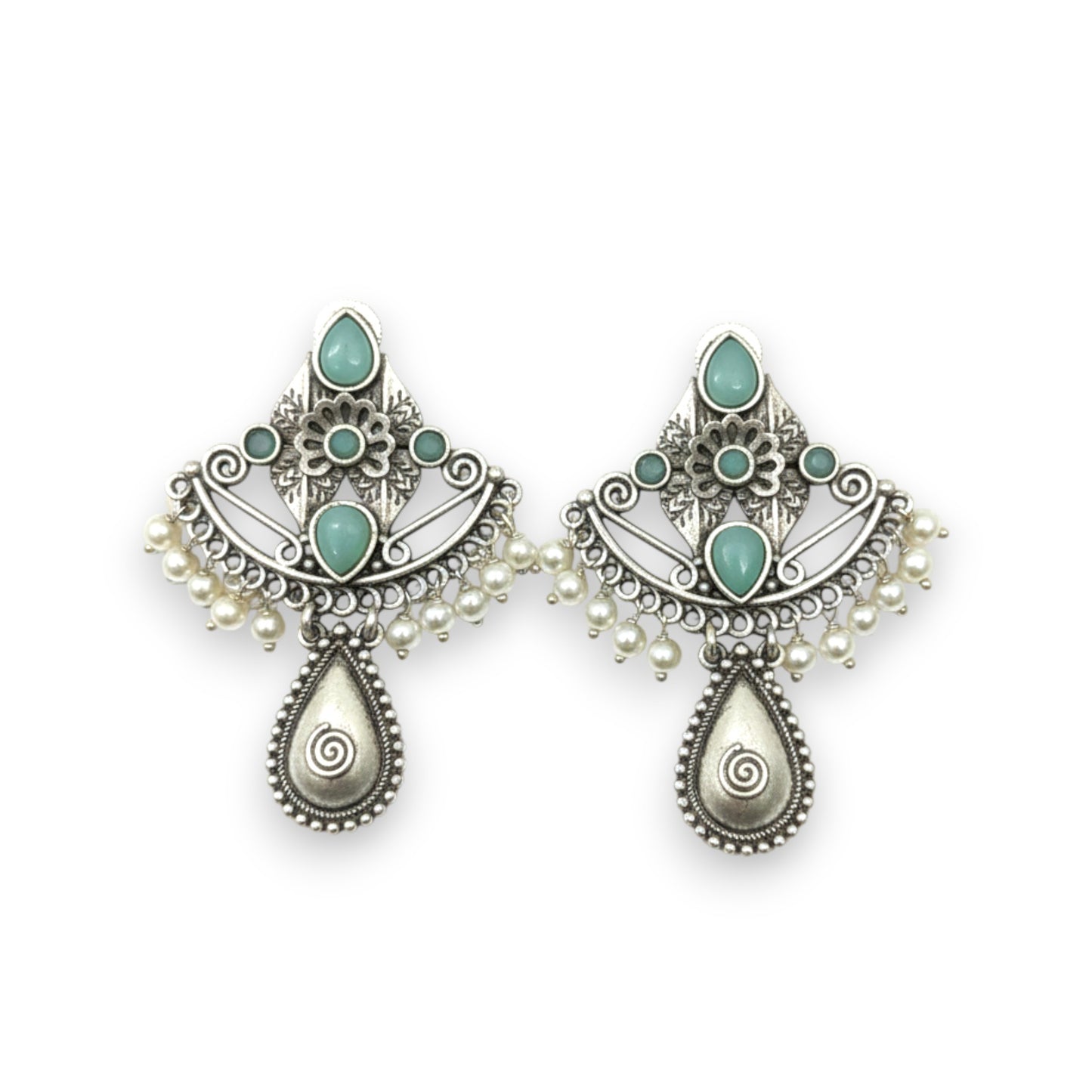 Meeraj Embellished Oxidised Jhumka Earrings