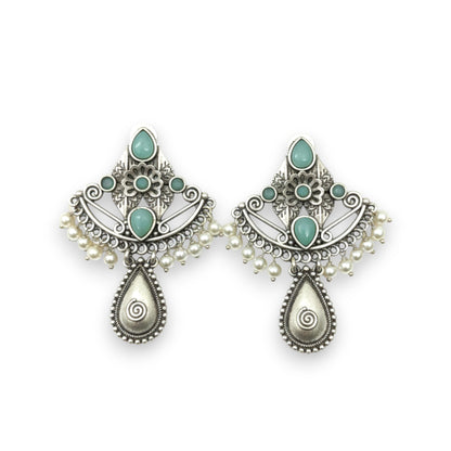Meeraj Embellished Oxidised Jhumka Earrings