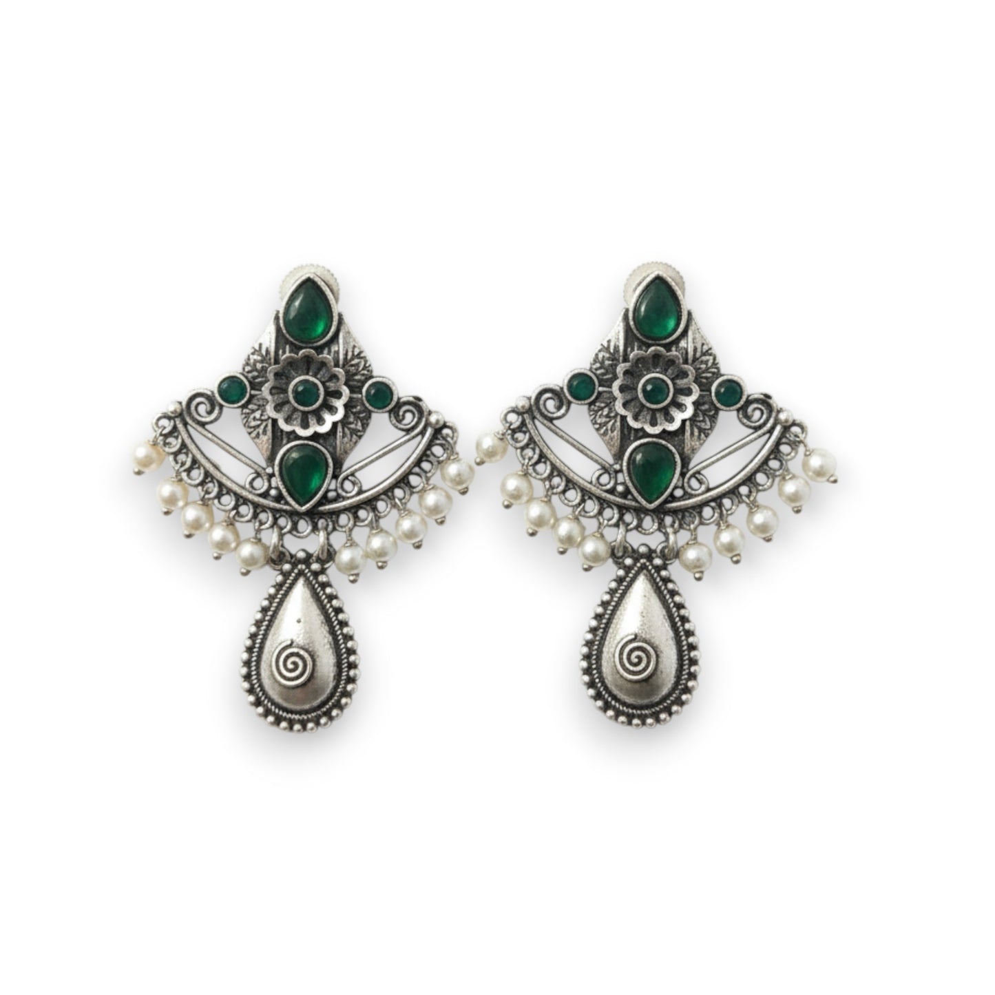 Meeraj Embellished Oxidised Jhumka Earrings
