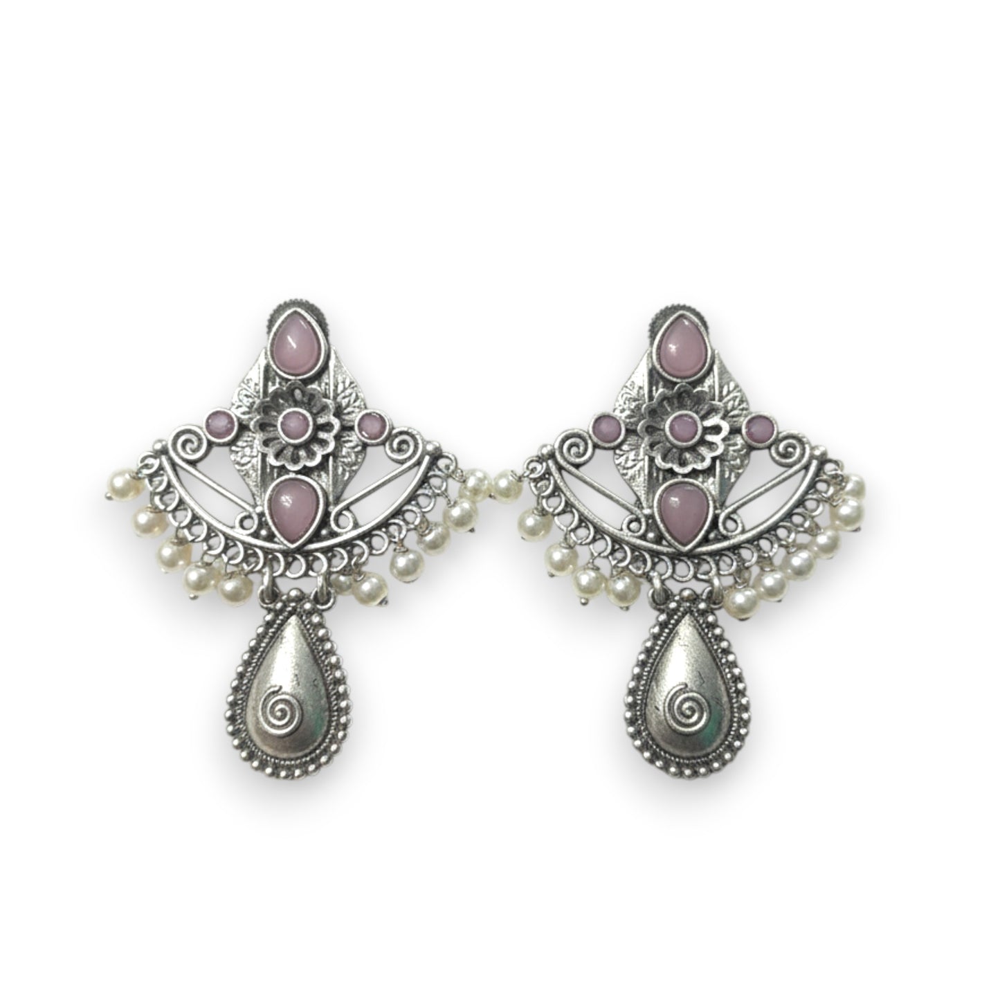Meeraj Embellished Oxidised Jhumka Earrings