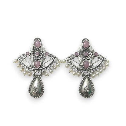 Meeraj Embellished Oxidised Jhumka Earrings