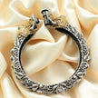 Dual Tone Silver Oxidised Handcrafted Gajraj Kada With Screw Opening